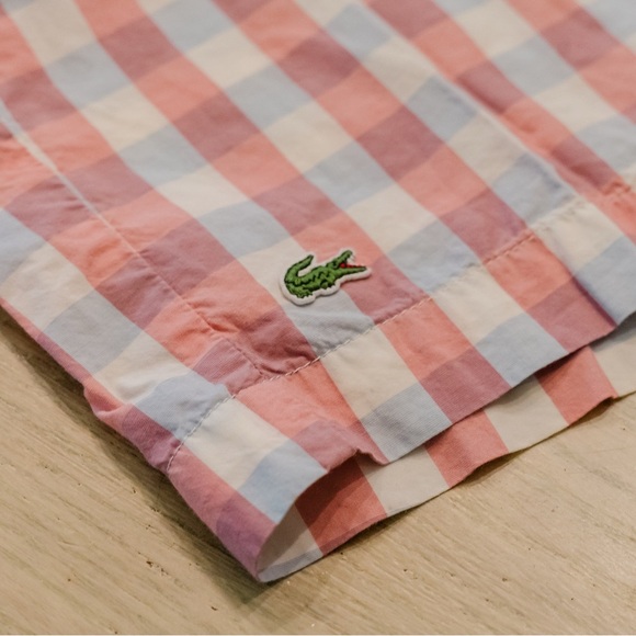 Lacoste Pink & Light Blue Checkered Swim Shorts - Picture 2 of 3